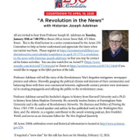 Countdown to April 19, 1775: “A Revolution in the News”  with Historian Joseph Adelman  thumbnail