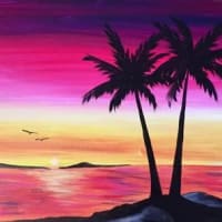 Paint Nite: Tropical Sunset Love Birds thumbnail
