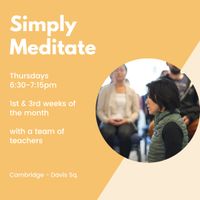Simply Meditate - 1st and 3rd Thursdays @ 6:30pm thumbnail