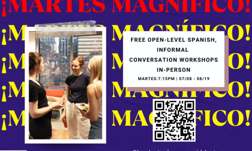 Thumbnail for ¡Martes Magníficos!: free in-person Spanish convo practice 