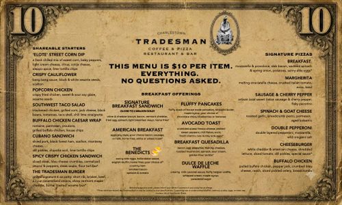 Thumbnail for $10 EVERY Item on the Menu at Tradesman Charlestown, Boston