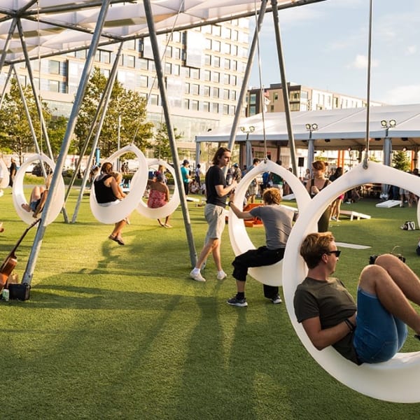 The Lawn On D: A Public Park in Boston's Seaport with Pickleball, Games, Live Music, Drinks, Food & More