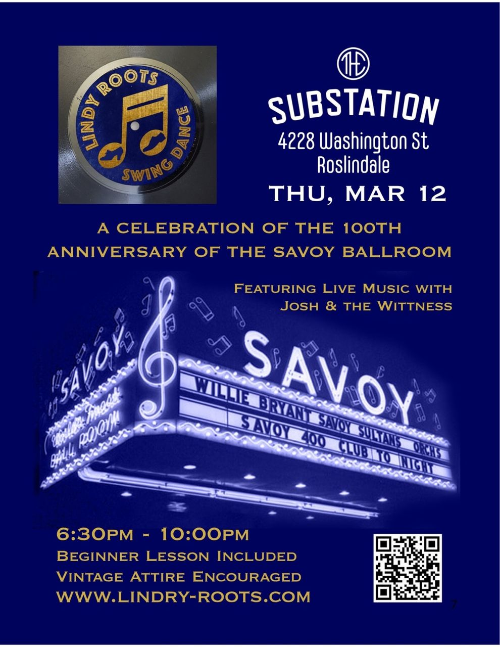 Lindy Roots: Savoy Ballroom 100th Anniversary! [03/12/26]
