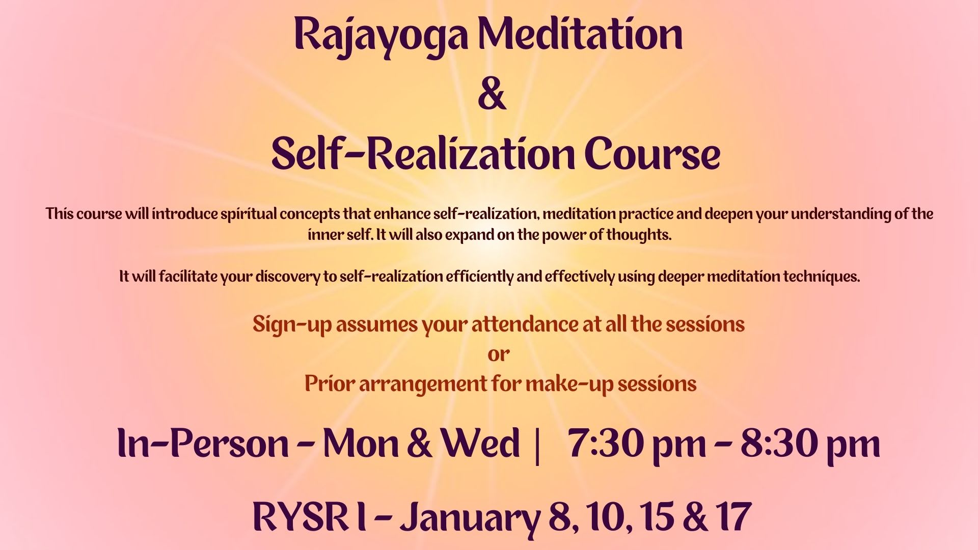 Introductory Course (RY01) – Raja Yoga Meditation » Inner Space Harvard  Square