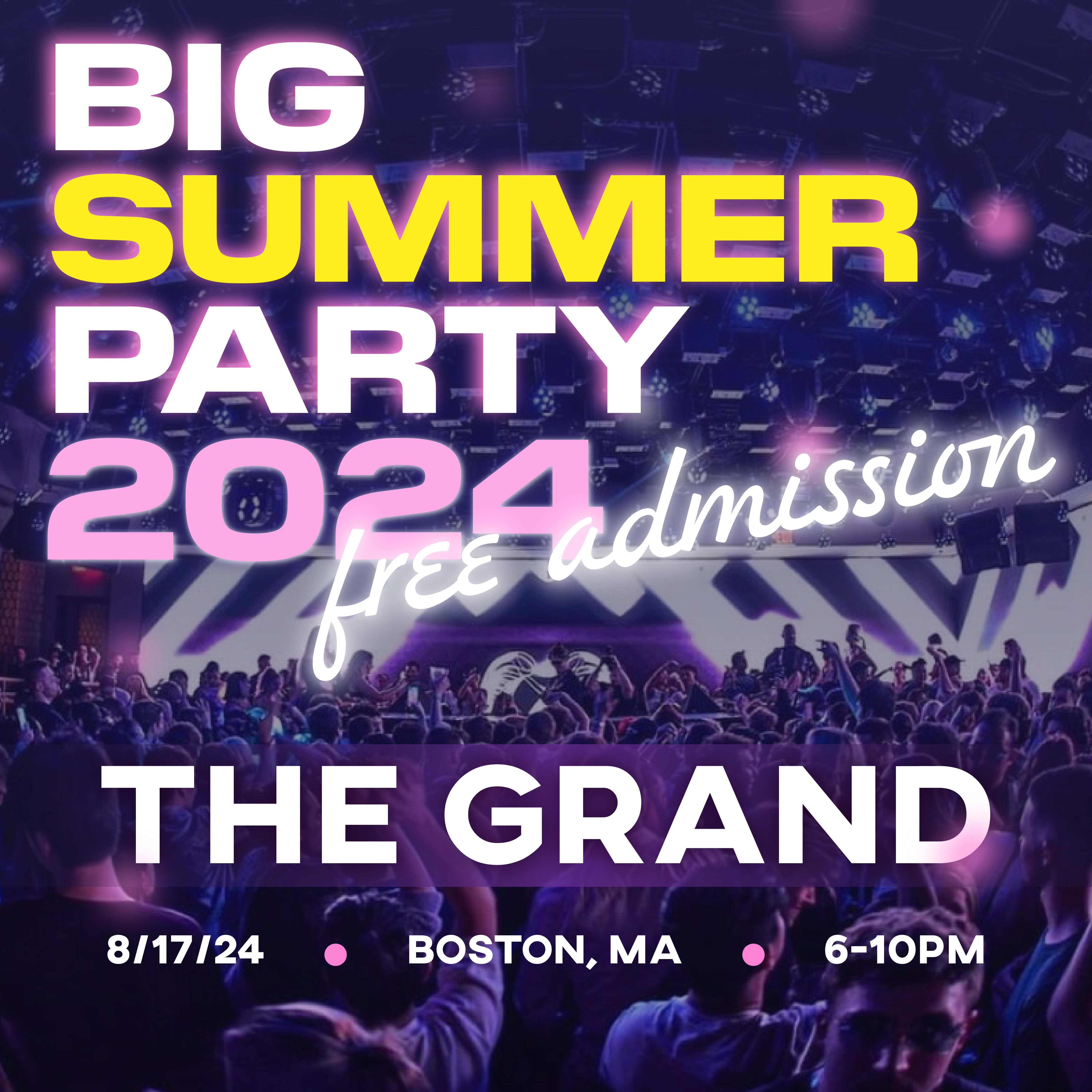 20's & 30's BIG Summer Party - Free Admission - The Grand (Seaport) [08 ...