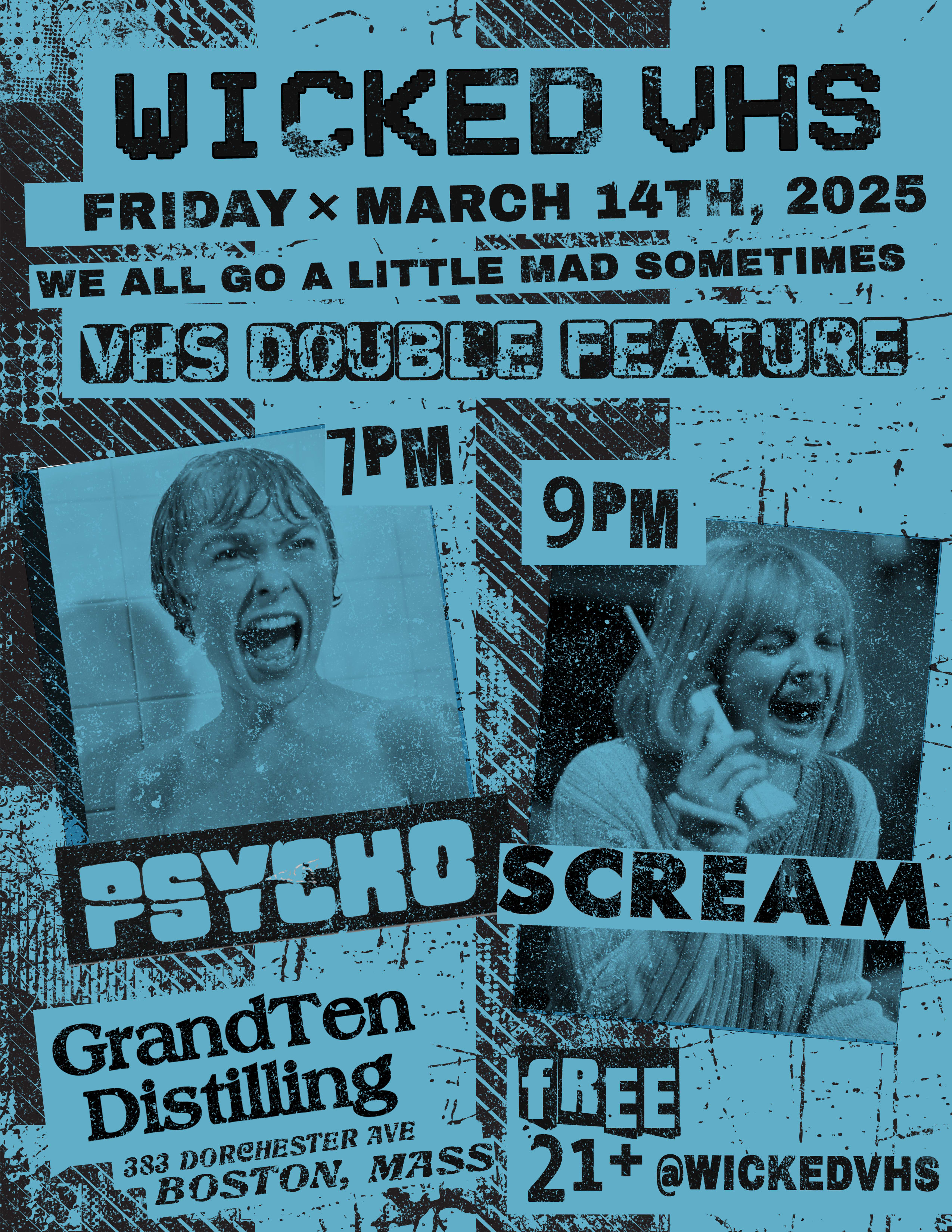 FREE VHS Movie Night Psycho/Scream in South Boston! [03/14/25]